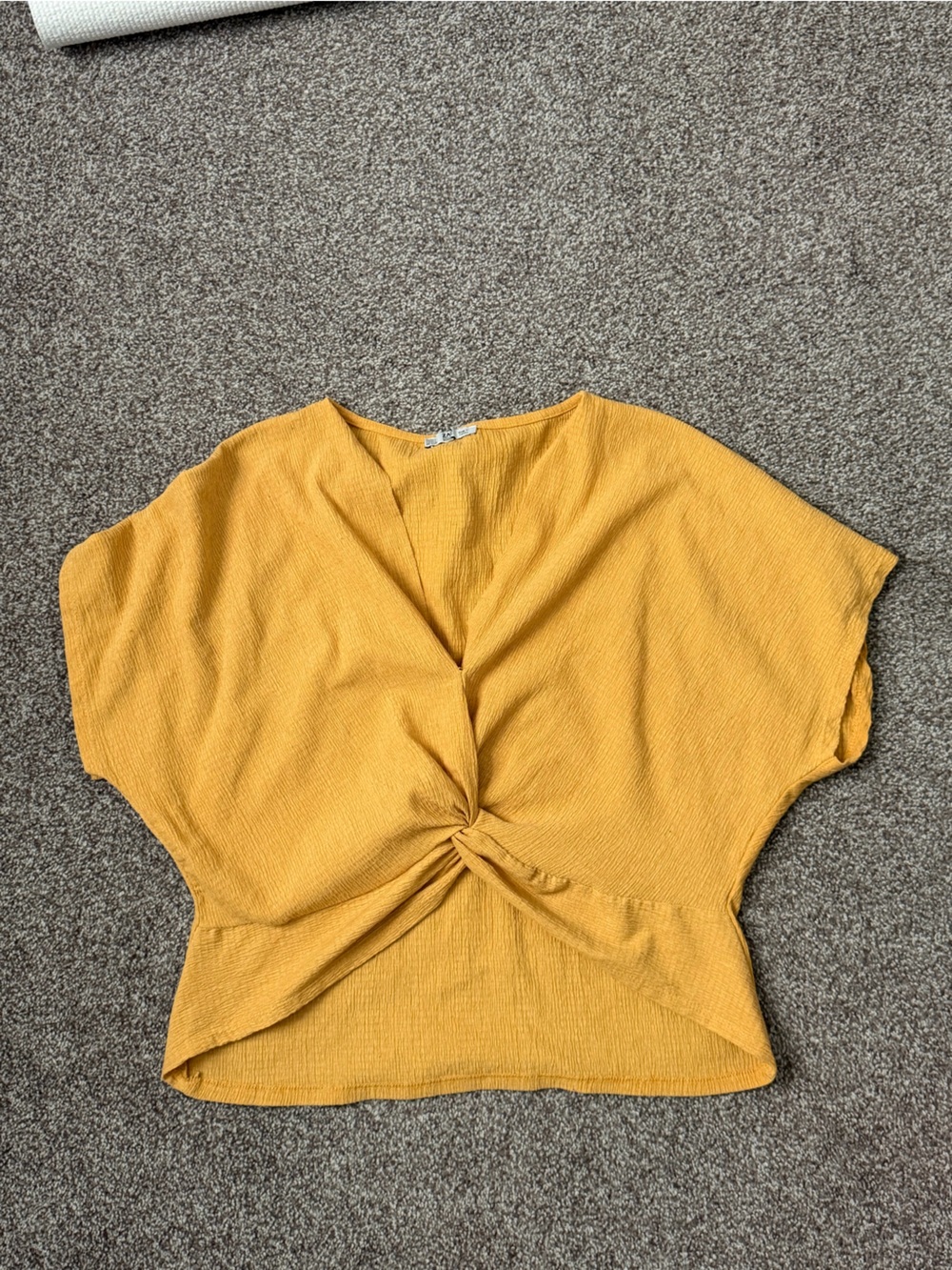 Zara Mustard Twist-Front Strapless Top
